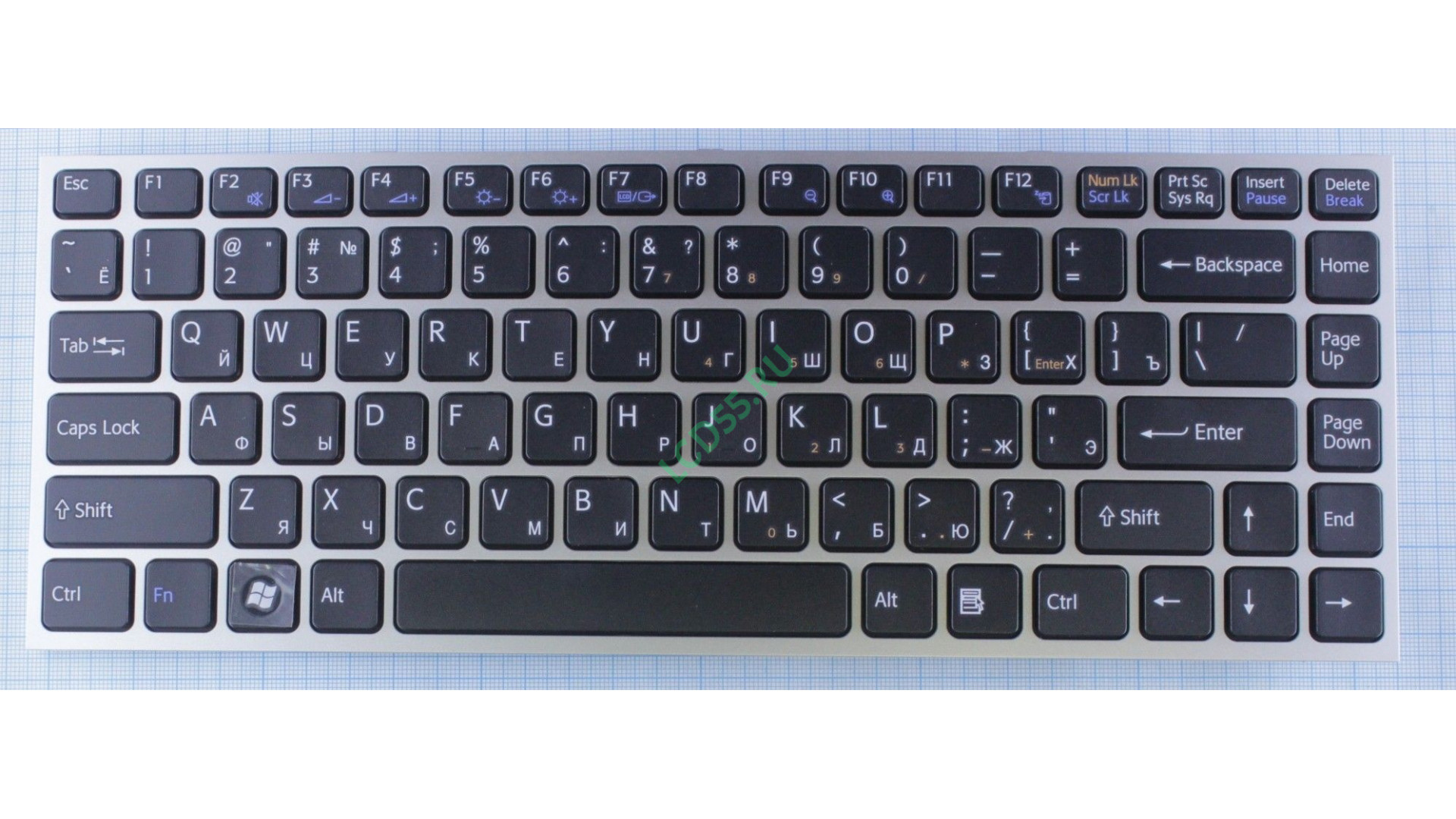 Клавиатура Sony Vaio VPC-Y series (серебристая, чёрные кнопки)