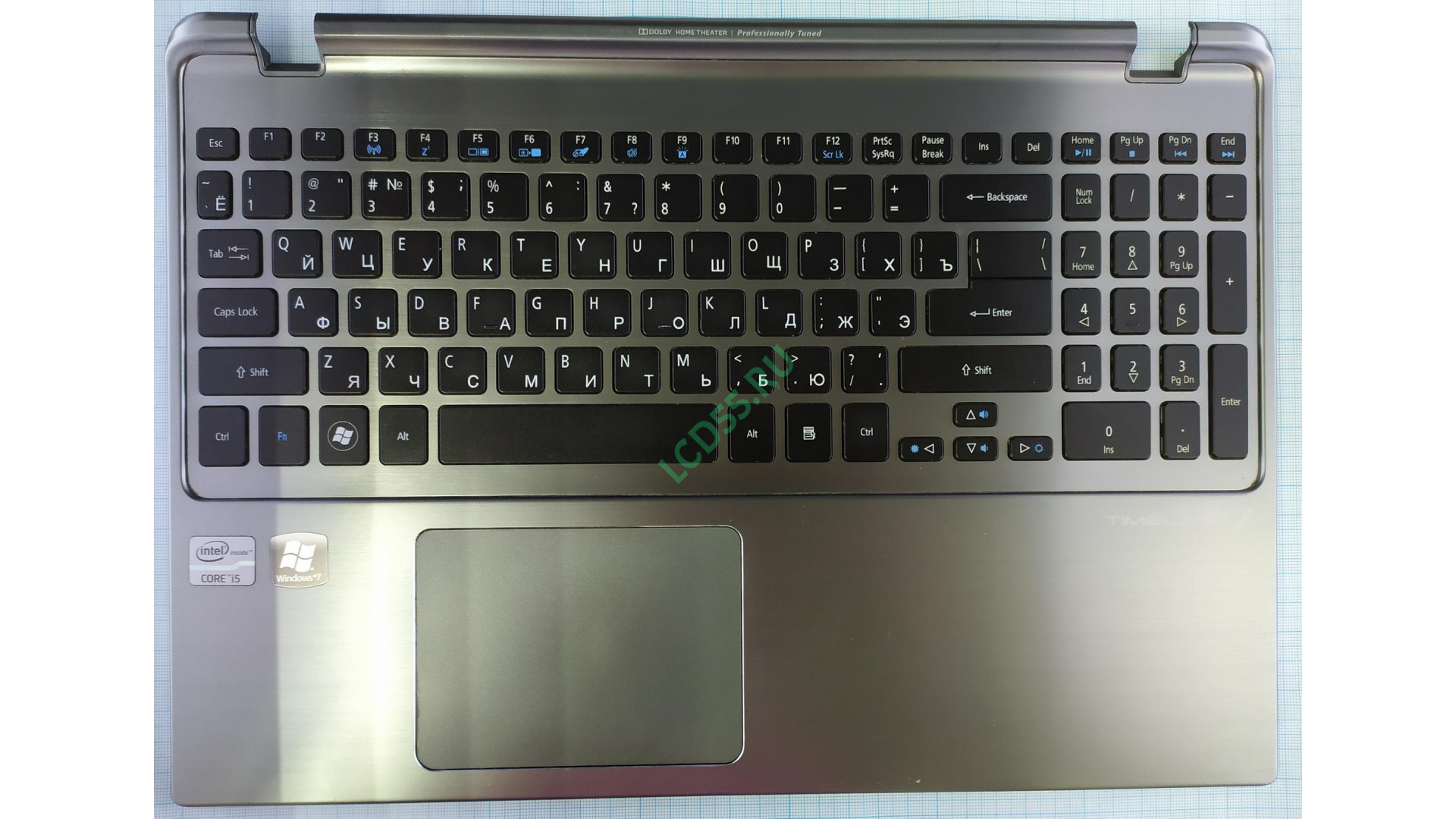 Top Case в сборе с клавиатурой Acer aspire M5-581T серый