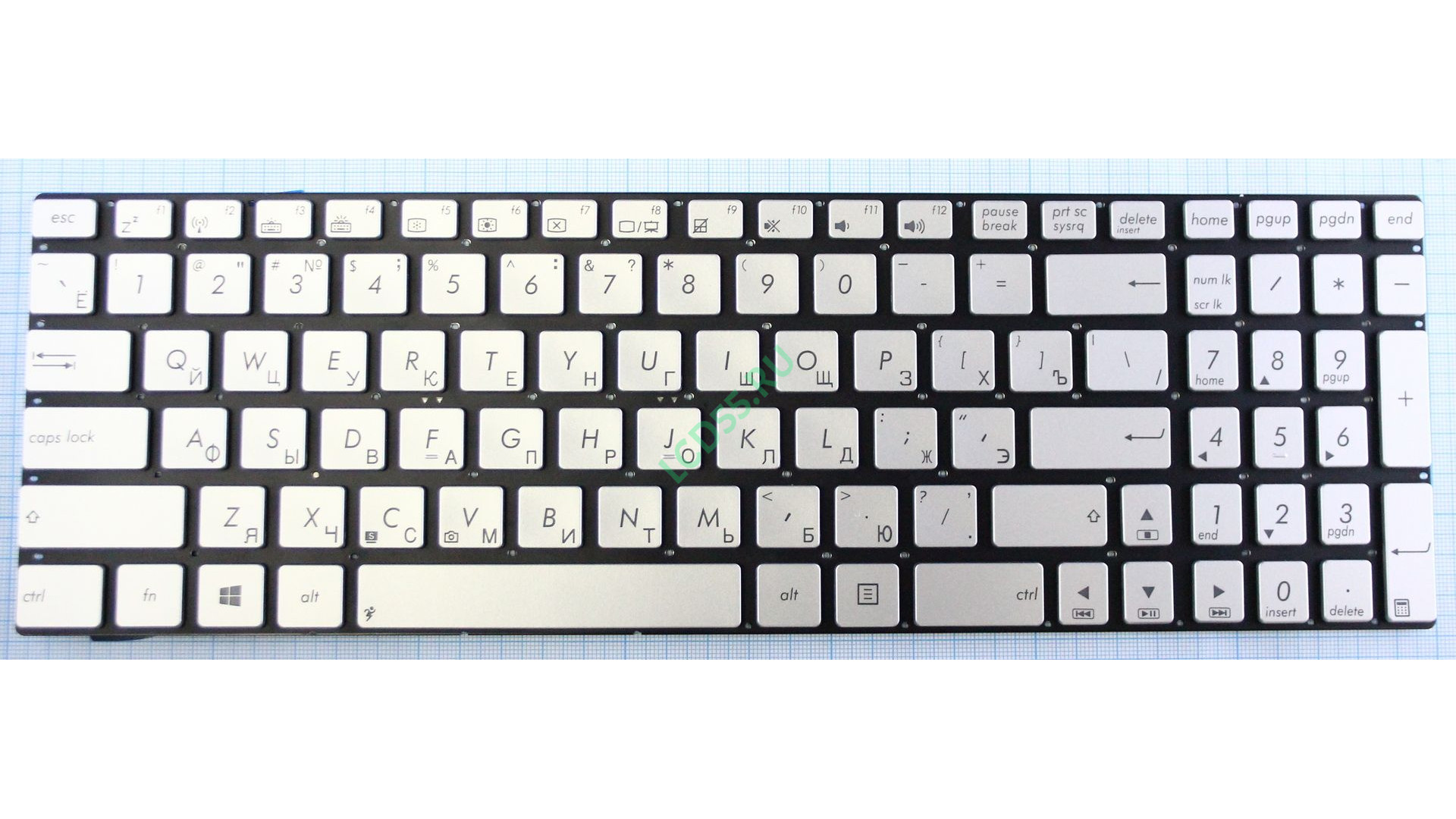 Клавиатура Asus N550J, N750J с подсветкой, серебристая