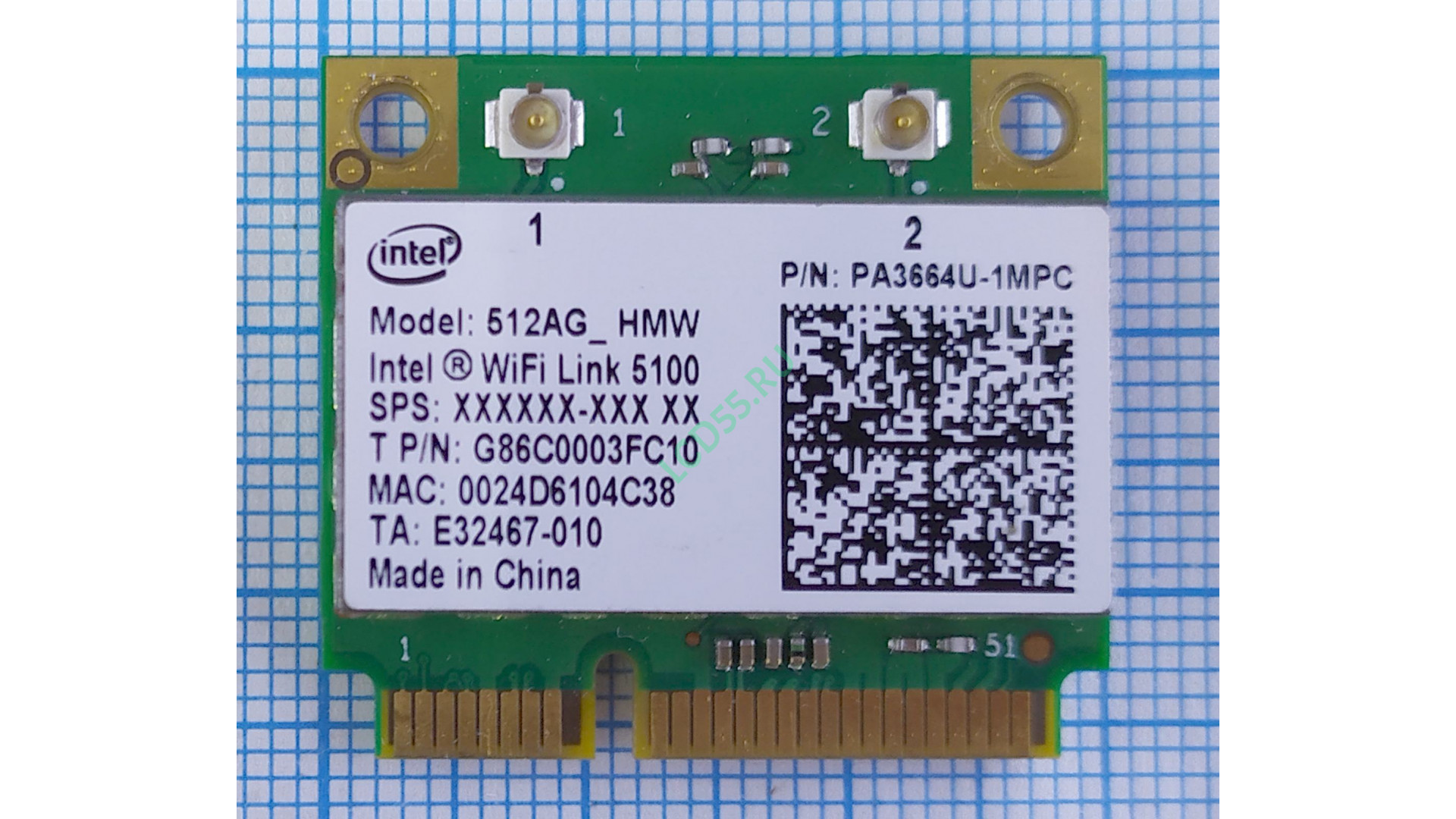 Модуль Wi-Fi Intel 512AGN_HMW A/G/N MiniPCIEx