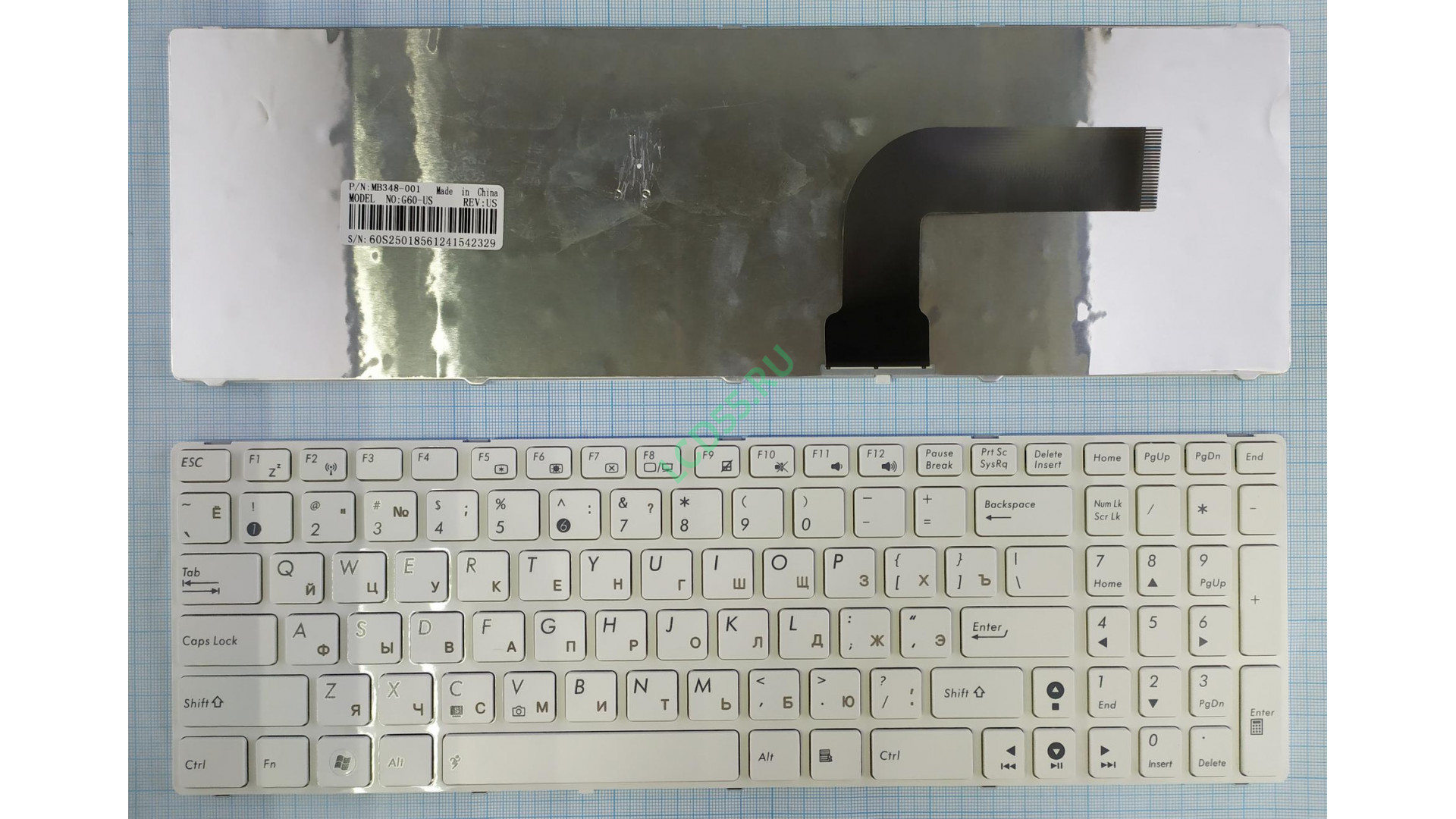 Клавиатура Asus K52, A52, F70, F90, N50, N51, N60, N61, N70, N71, N90 белая