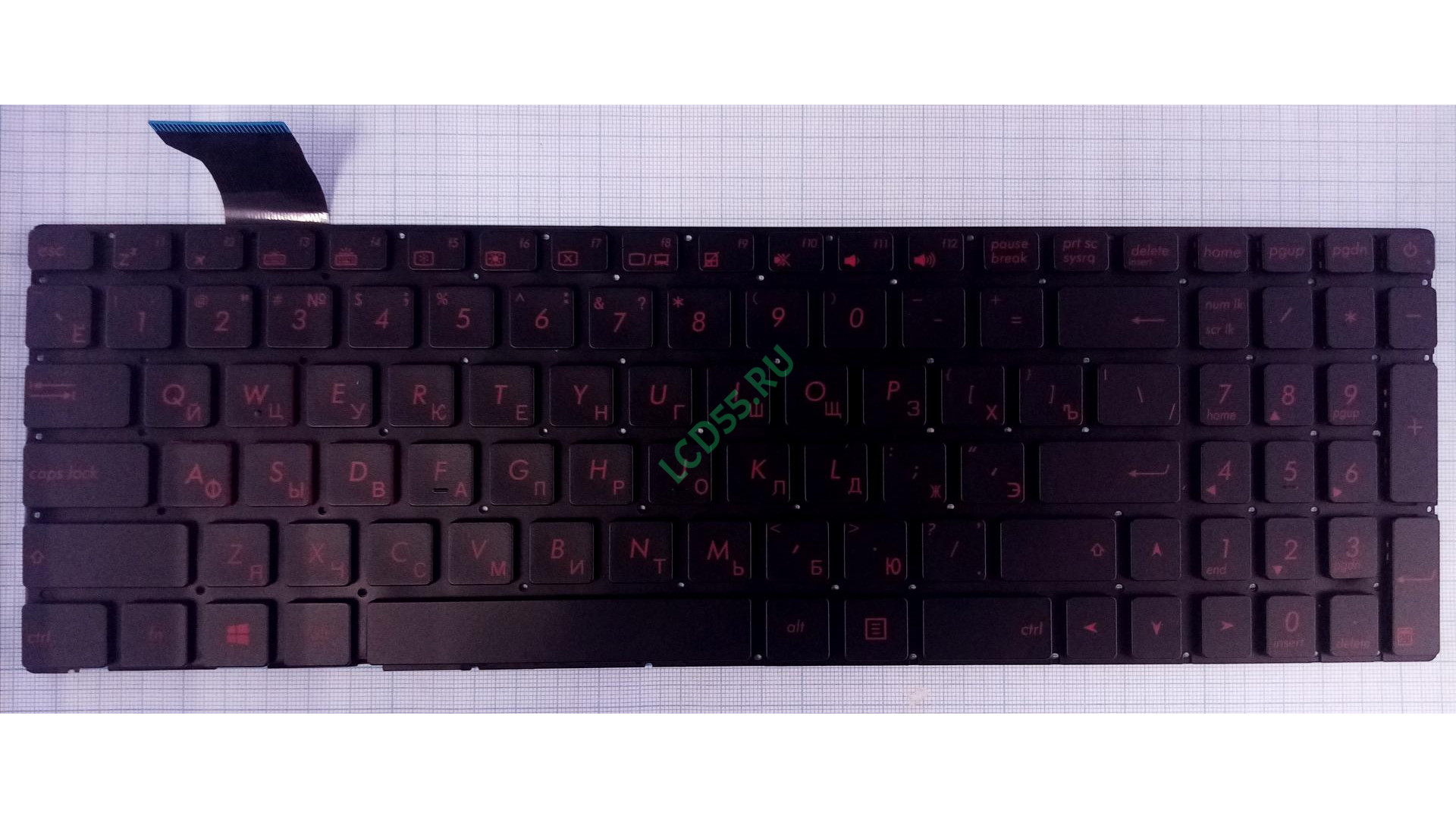 Клавиатура Asus N551 черная, с красной подсветкой