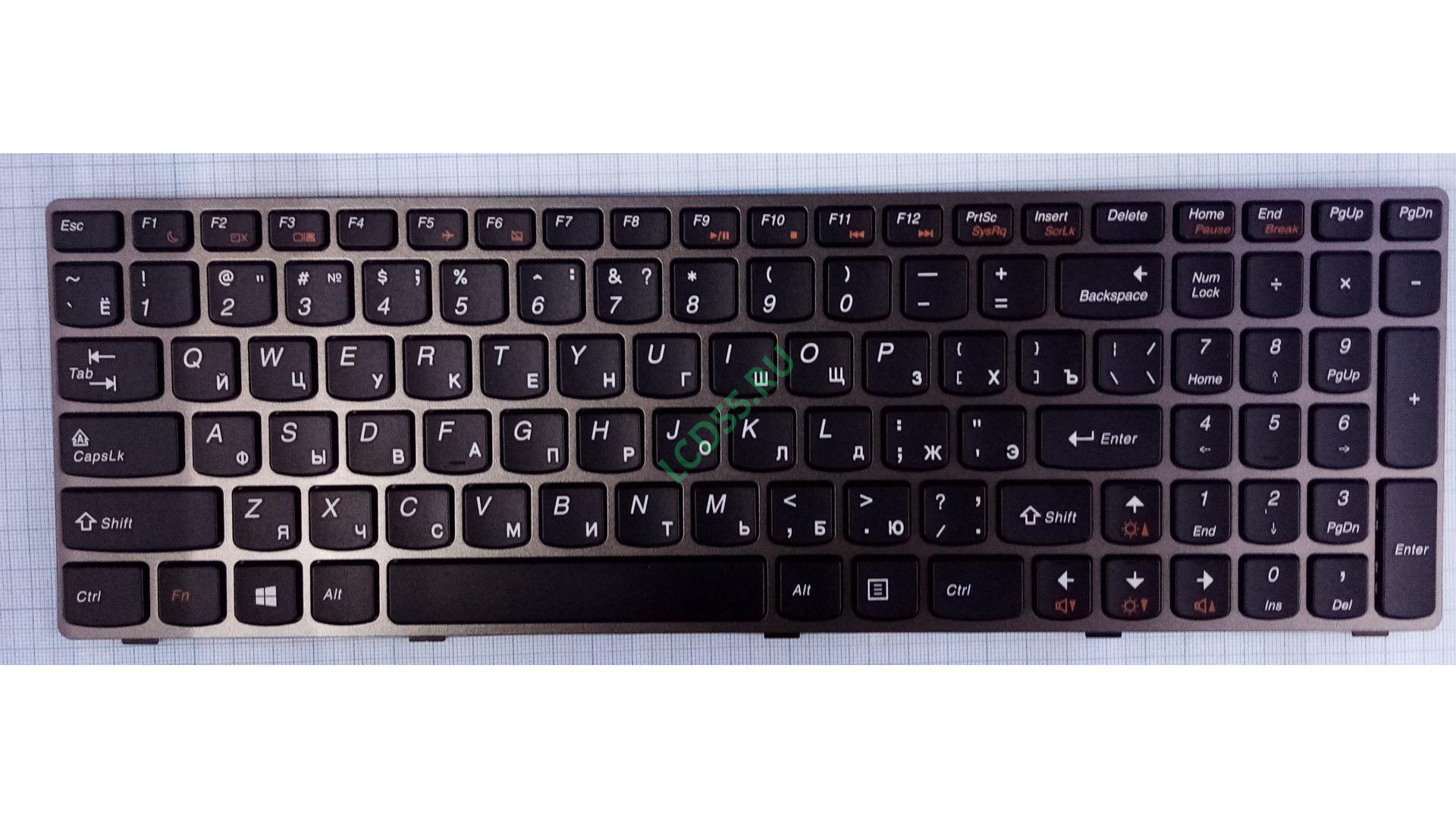 Клавиатура Lenovo IdeaPad G580, G585, G780, Z580, Z580A, Z585, Z780 серая рамка