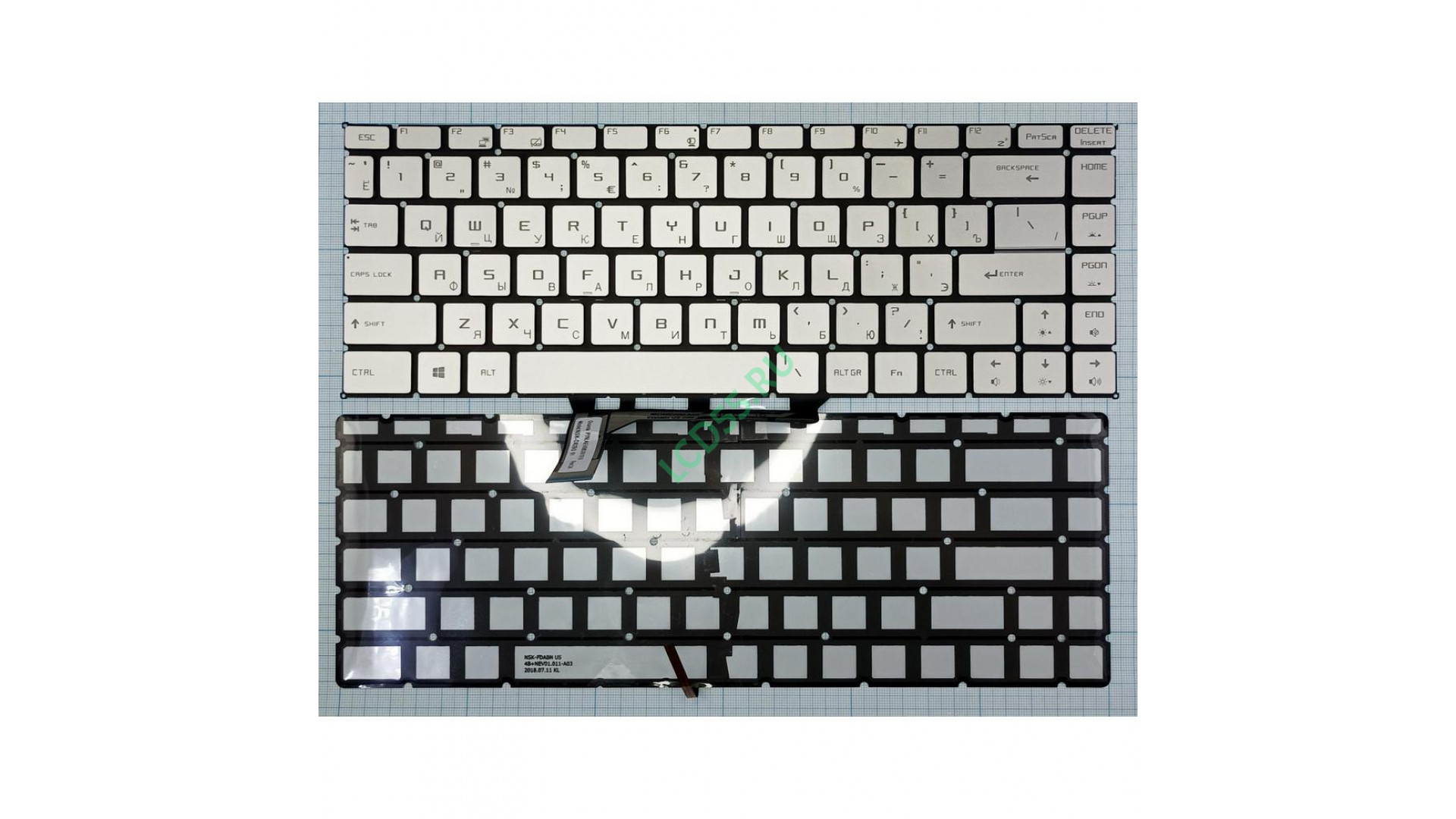 Клавиатура MSI GF63 Серебристая с подсветкой